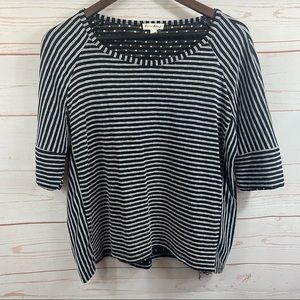 June & Delancey Short Sleeve Stripped Blouse